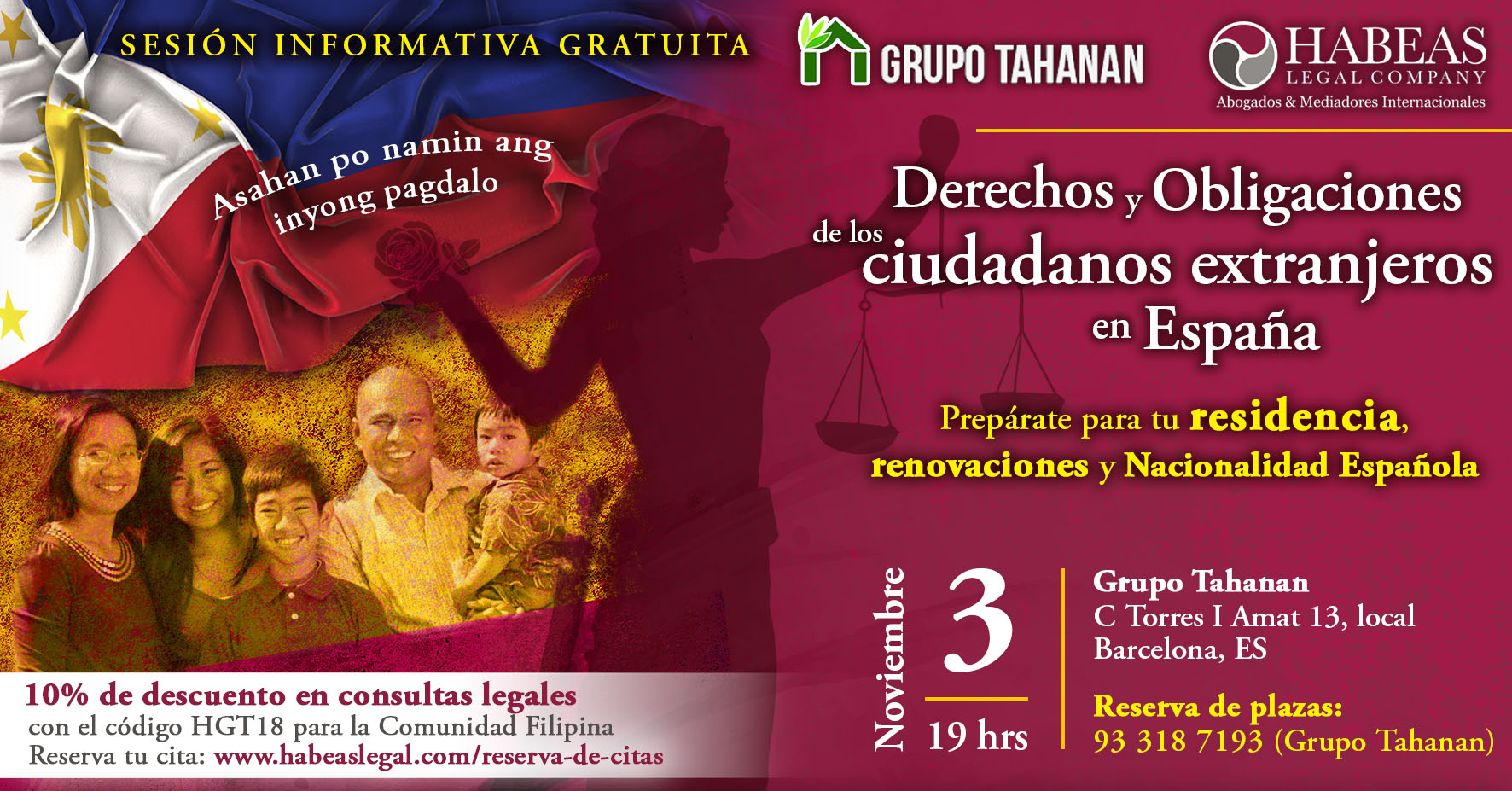 DyO Extranjeros Tahanan FB 2 - "Los Derechos y Obligaciones de los ciudadanos extranjeros en España" - sesión informativa gratuita