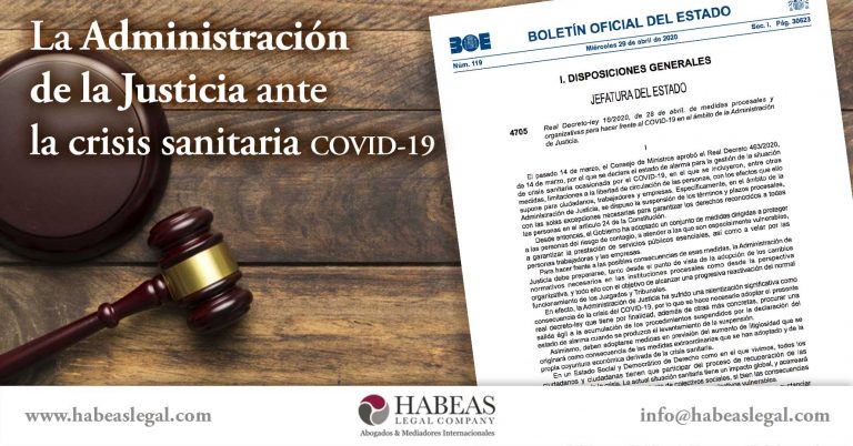 La administración de la justicia ante la crisis sanitaria covid-19 en España